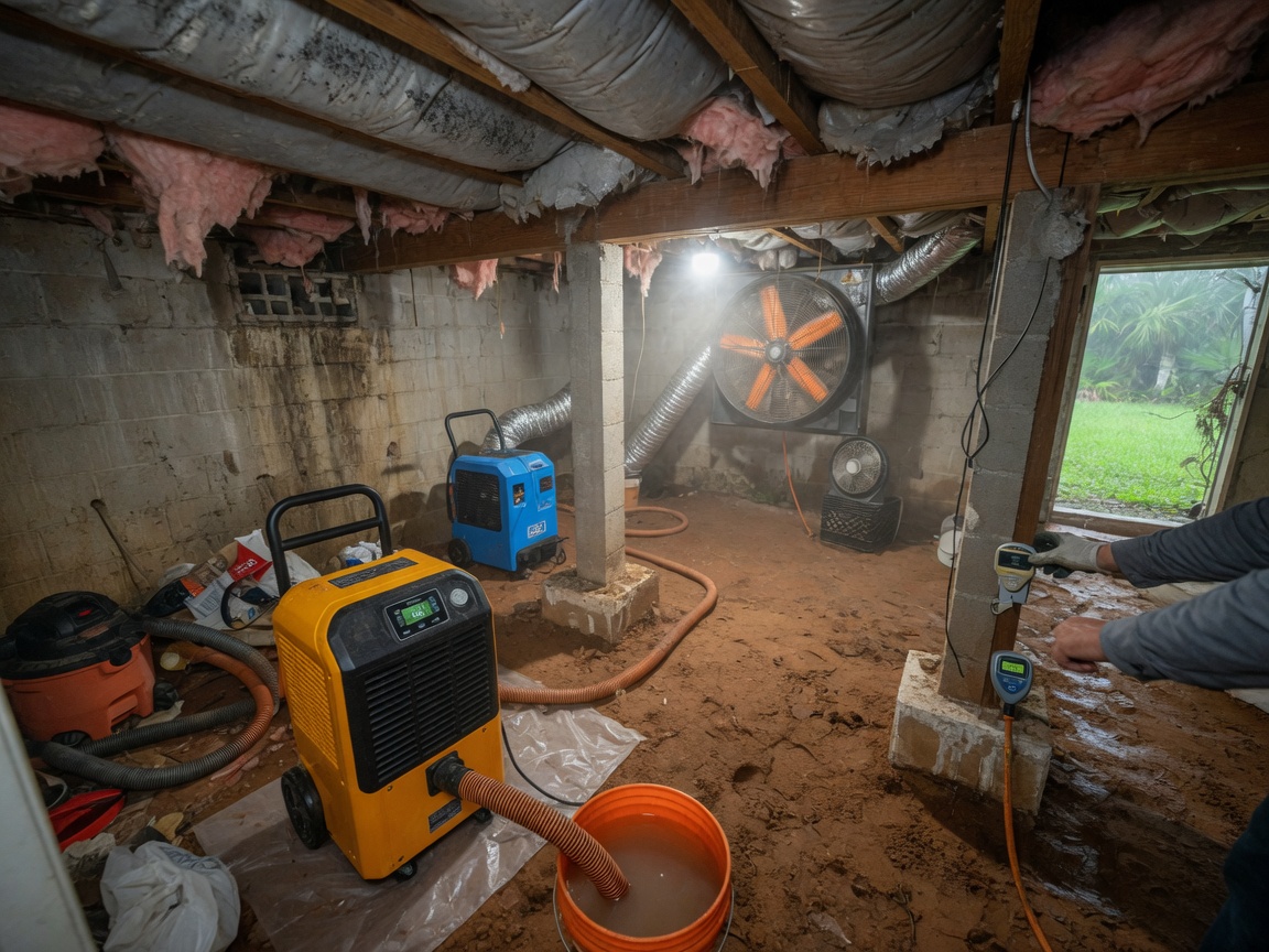Drying Wet Crawlspaces in Davie High Humidity Conditions