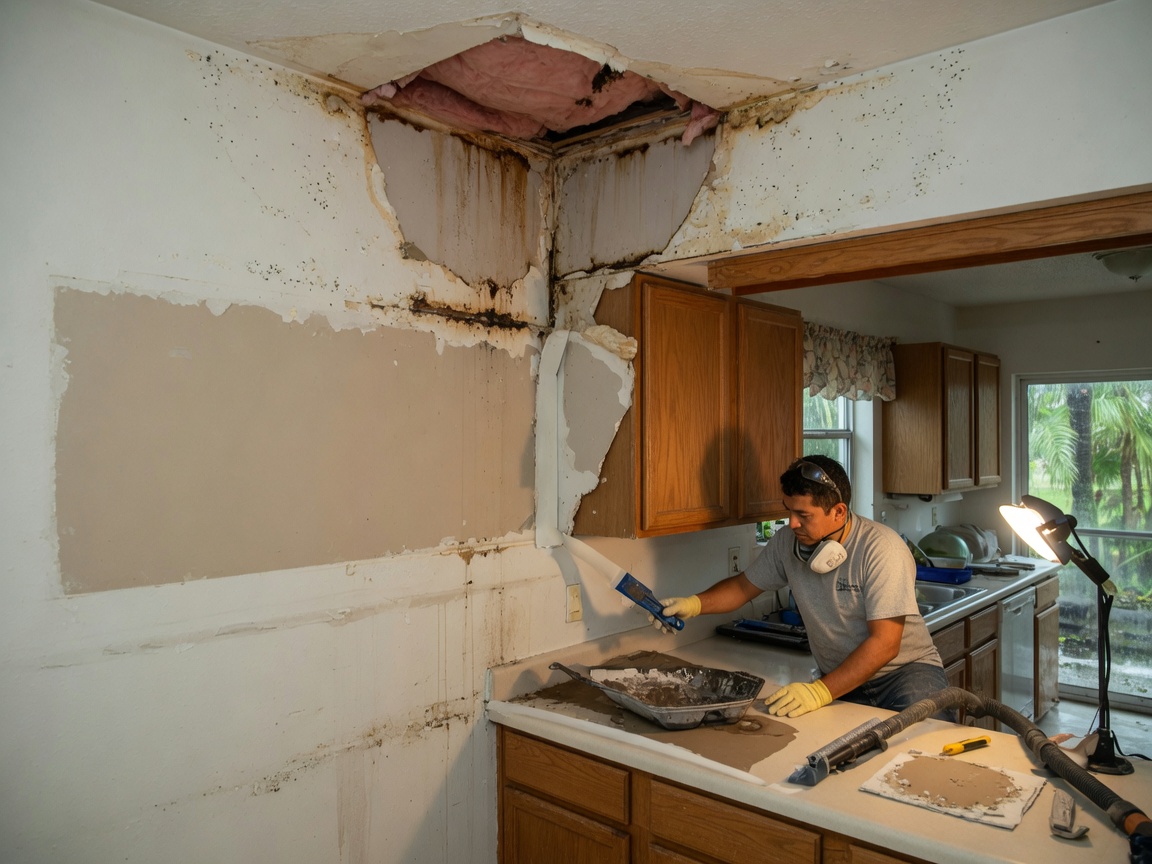Repairing Water Damaged Drywall in Davie Kitchens